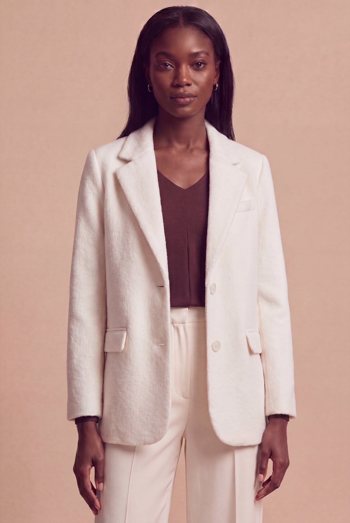 Blazer Leyla RUYA — Crème, détail buste