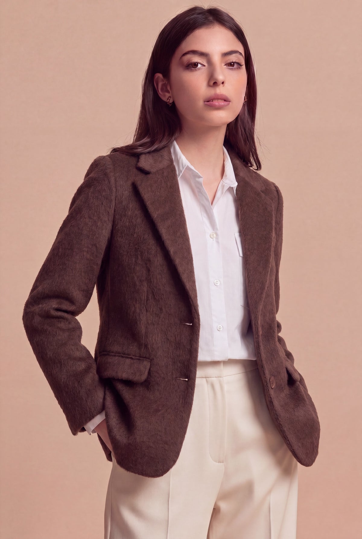 Blazer Leyla RUYA — Marron, détail buste