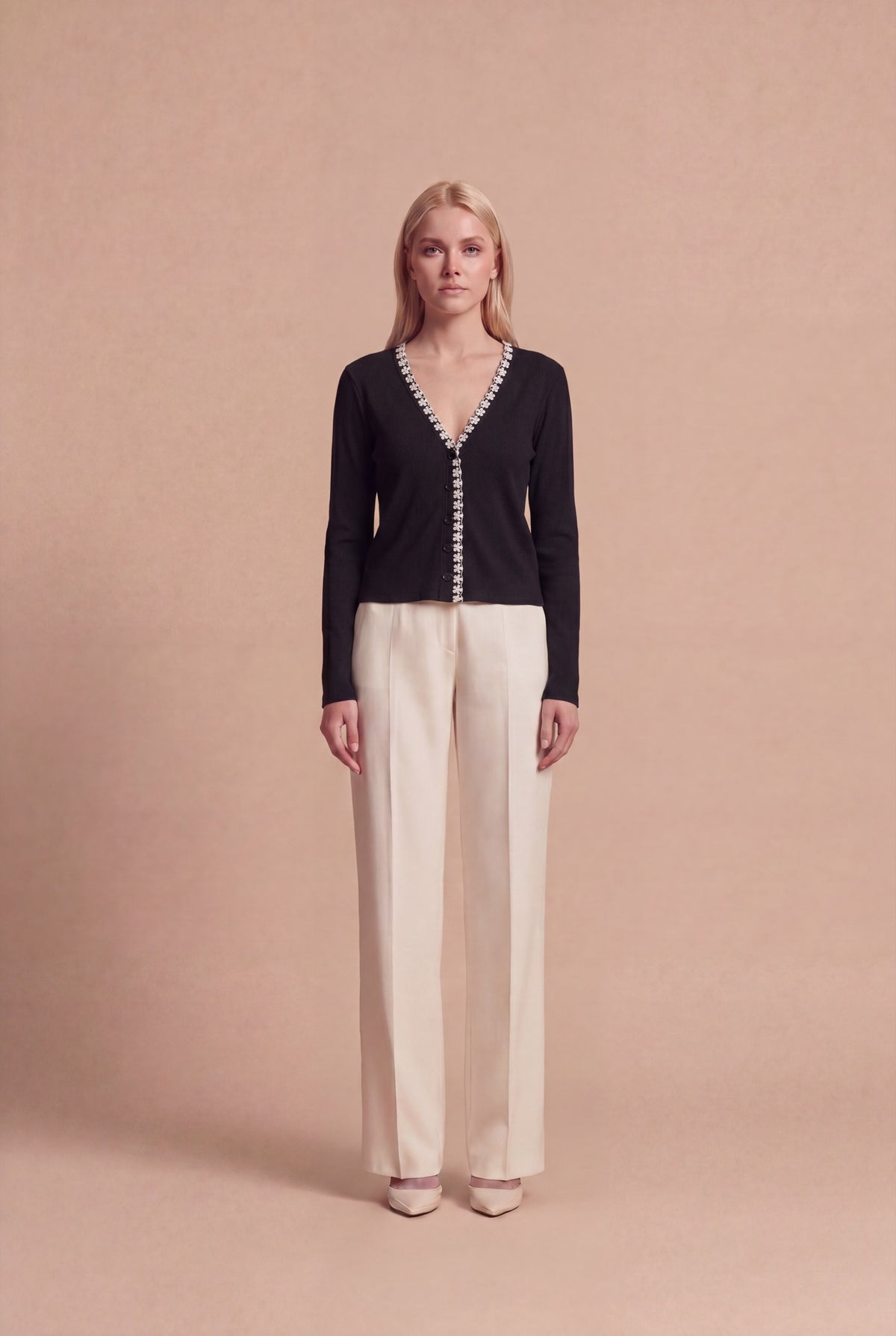 Cardigan Derya RUYA — Noir, vue de face