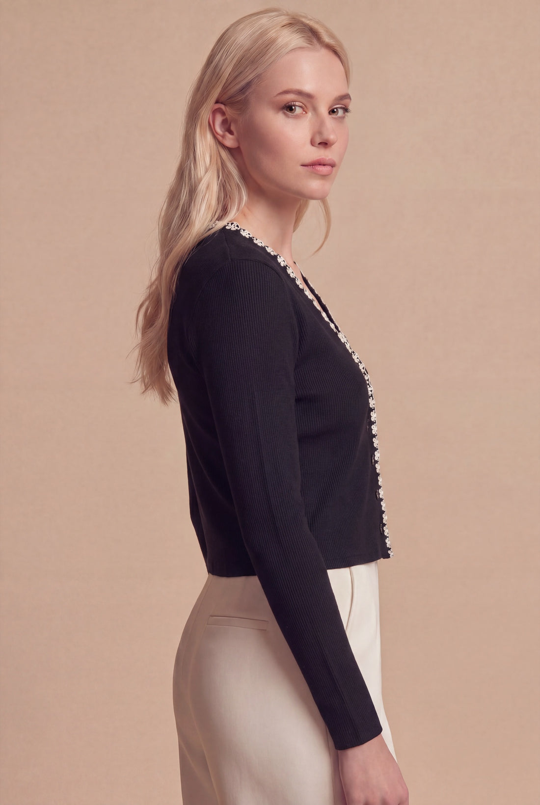 Cardigan Derya RUYA — Noir, vue de face