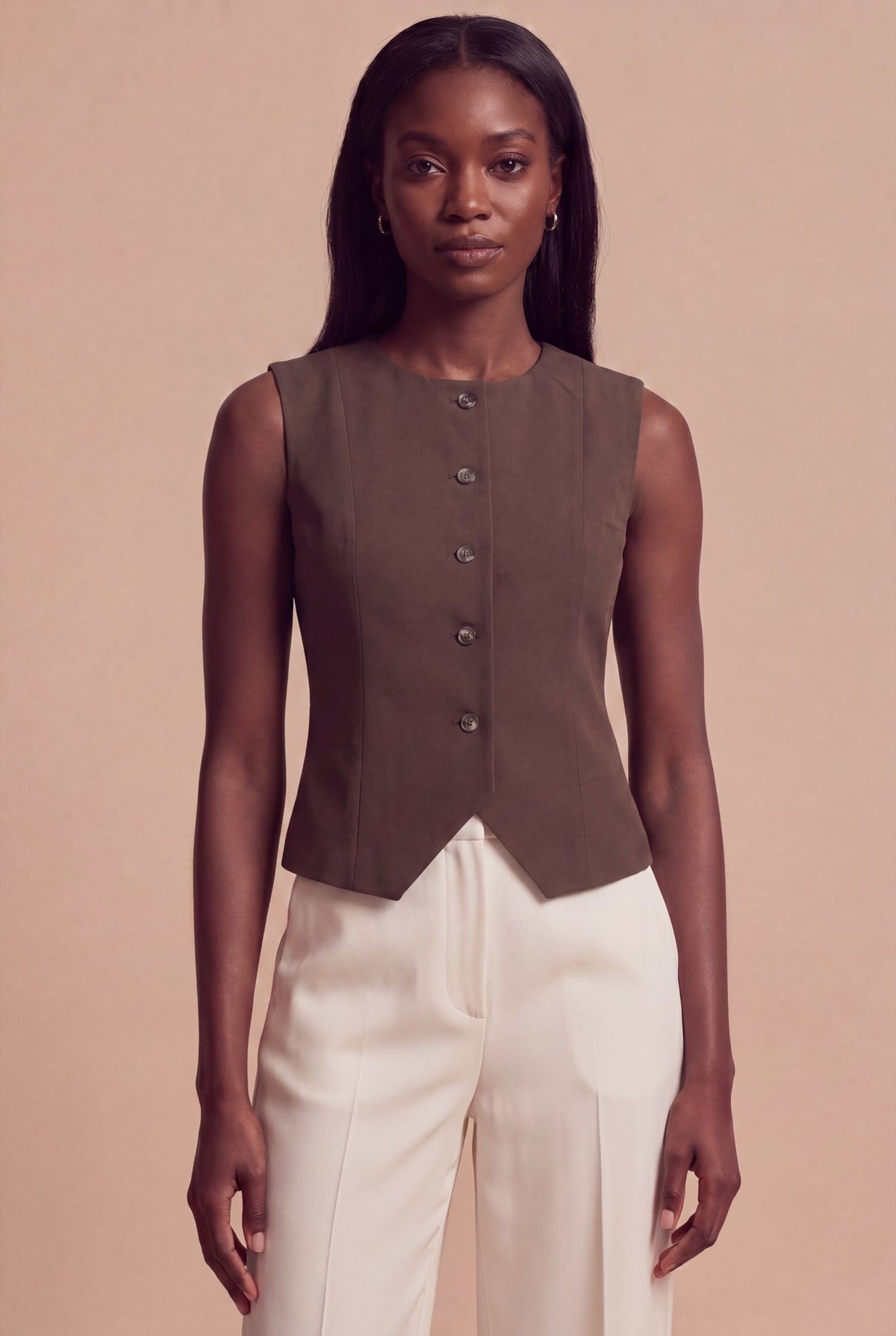Gilet Selin RUYA — Marron, détail buste