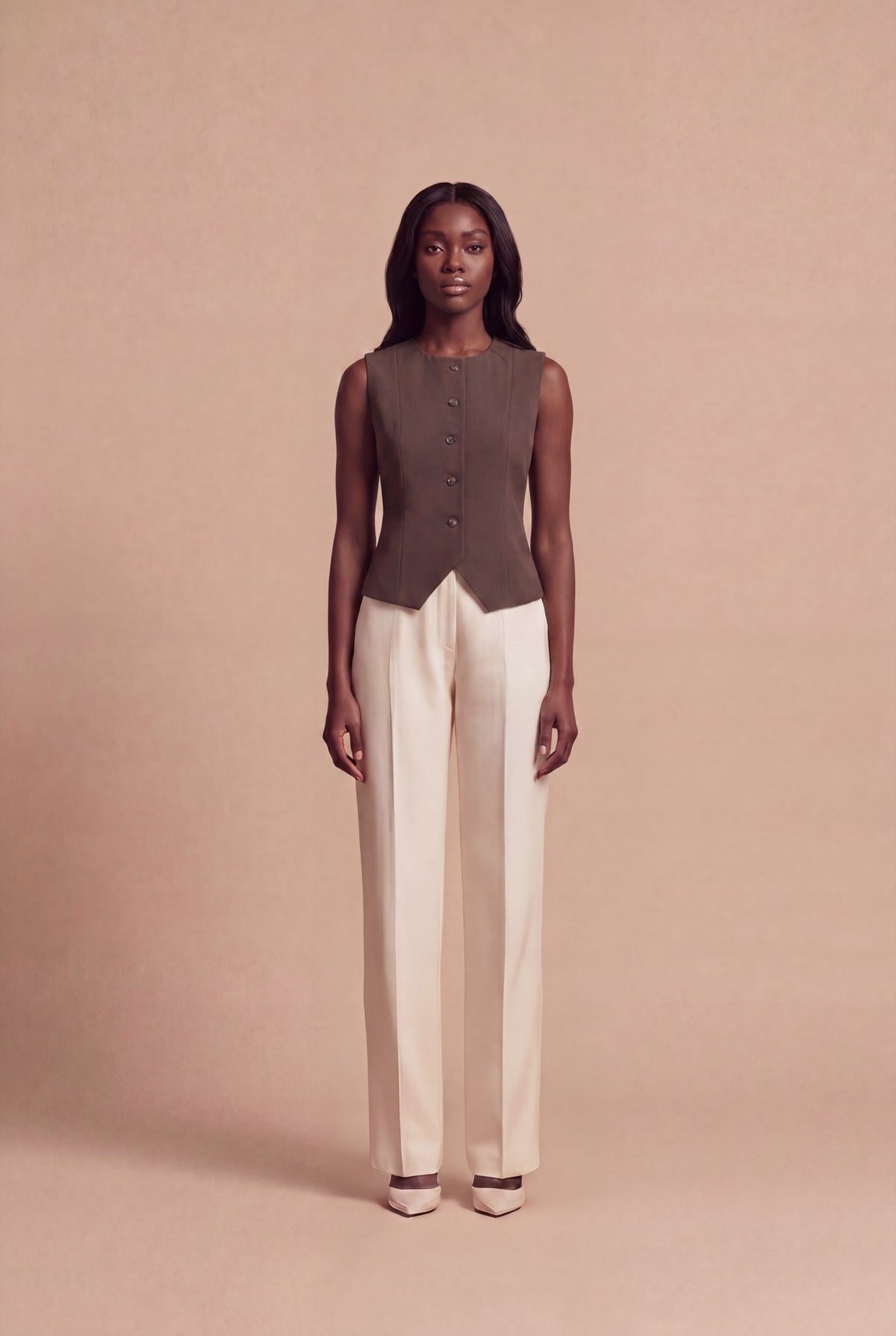 Gilet Selin RUYA — Marron, vue de face