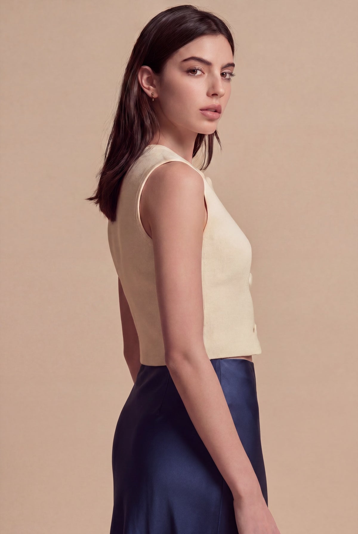 Jupe Roya RUYA — Bleu marine, vue de profil