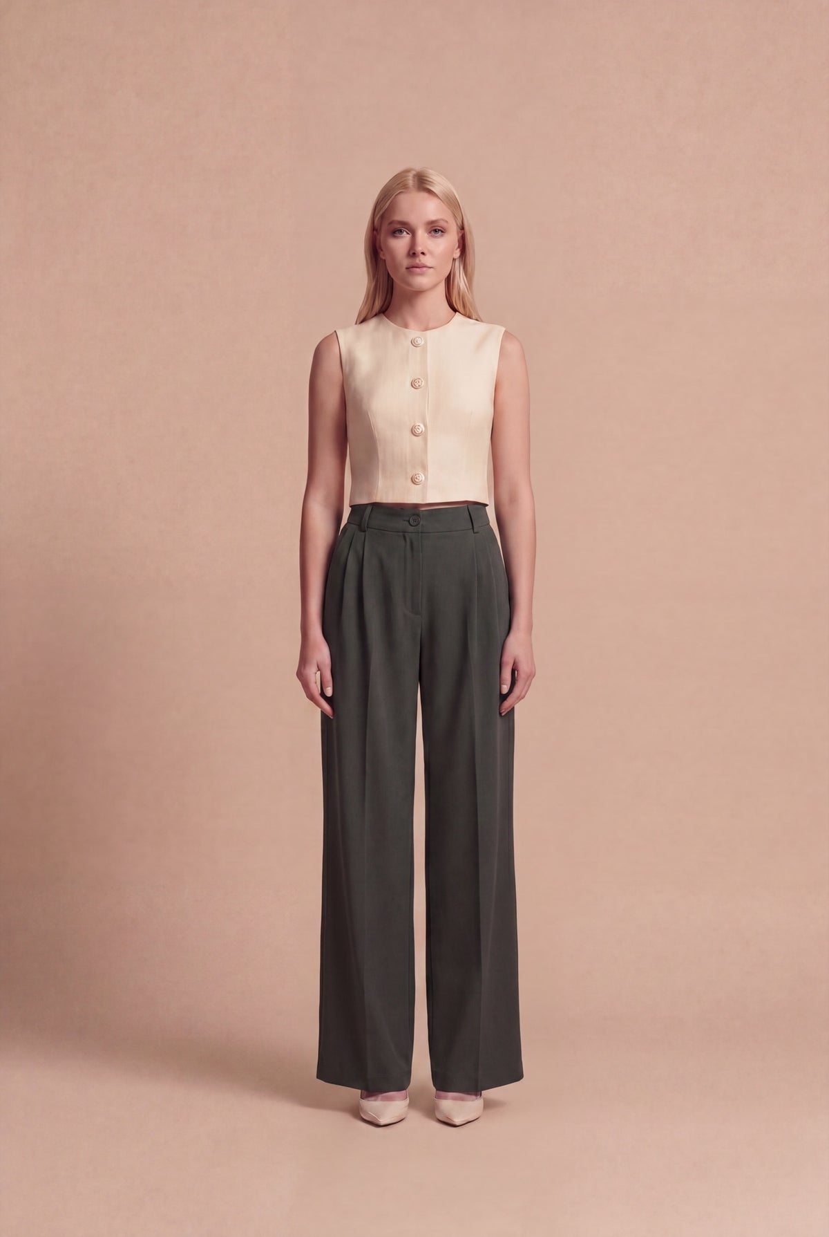 Pantalon Aylin RUYA — Vert olive, vue de face