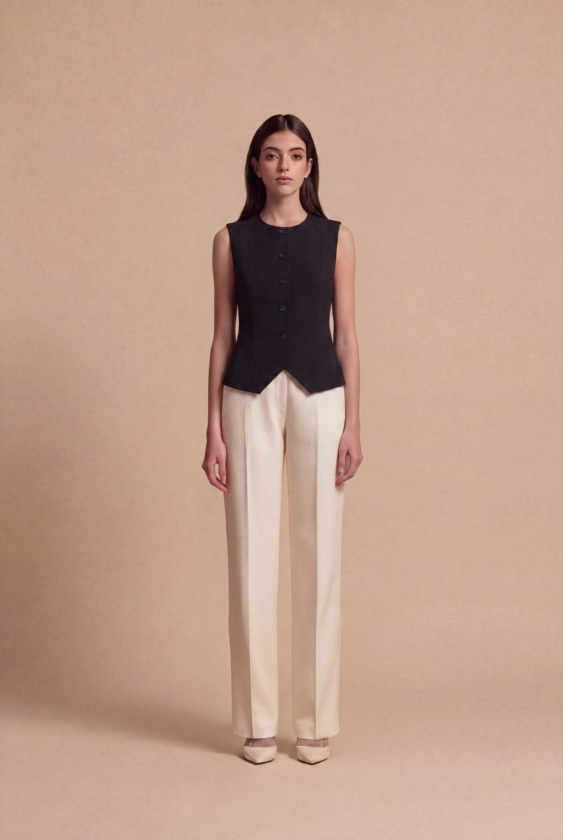 Pantalon Sena RUYA — Crème, vue de face