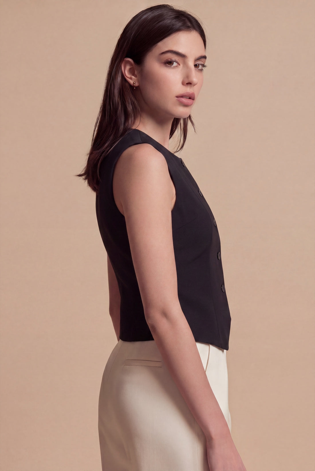 Pantalon Sena RUYA — Crème, vue de face